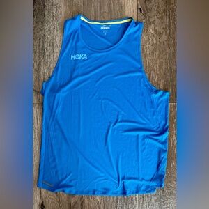 Hoka One One Vibrant Blue Men's Tank Top reflector on bottom